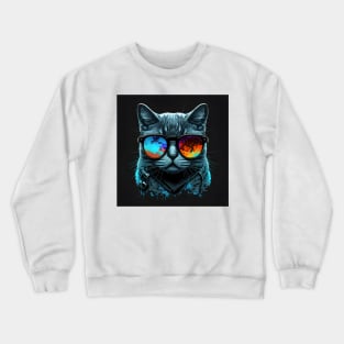 Black Cat with Sunglasses Crewneck Sweatshirt